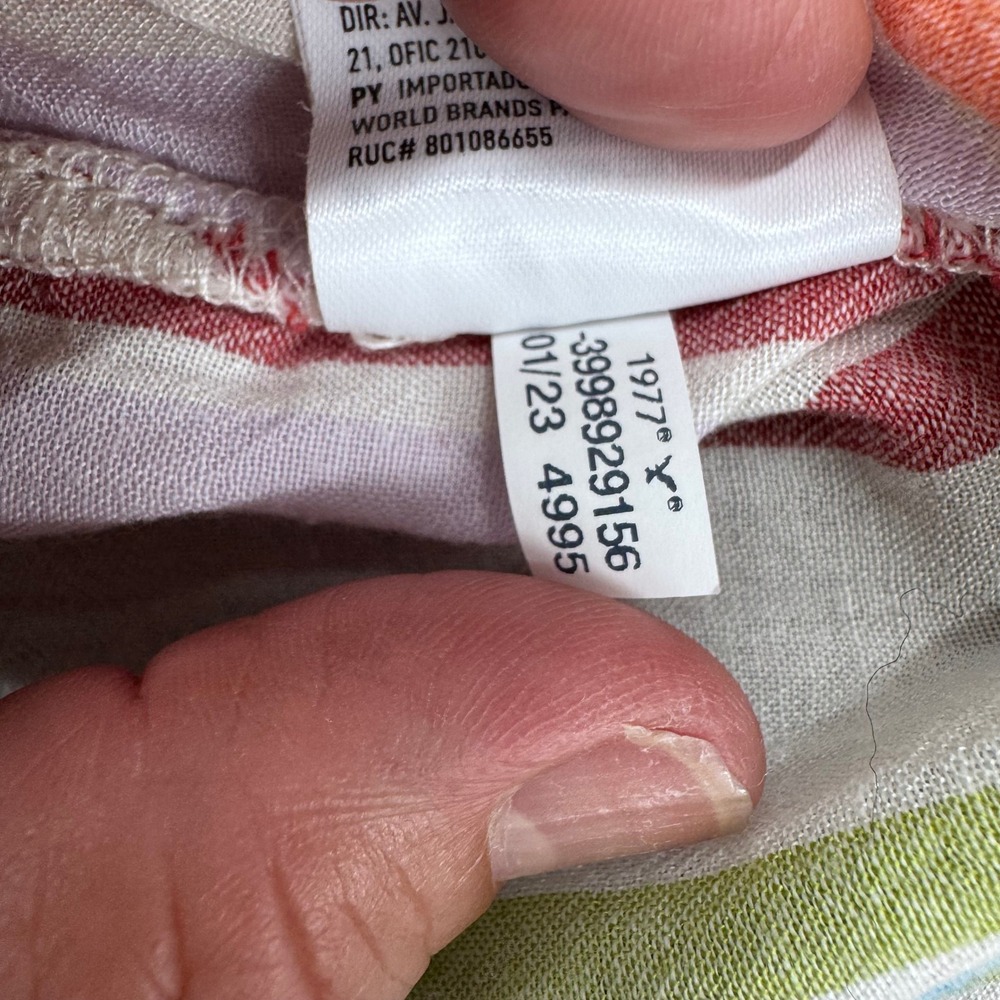 American Eagle Womens M Pastel Striped Button Down Oversized Shirt Coastal Beach - Picture 12 of 12